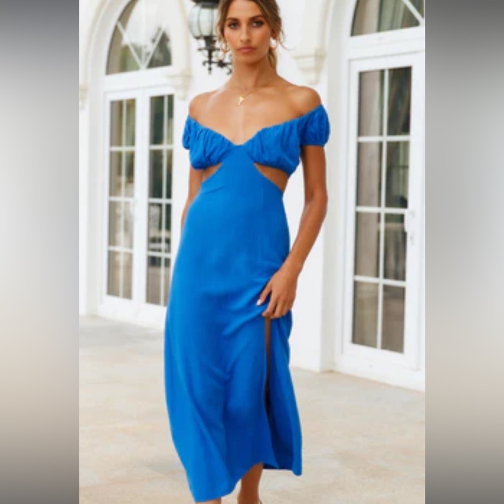 Hello Molly Vibrant Blue Strapless Dress